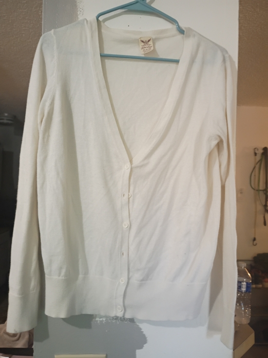 Faded Glory Sweaters - "Walmart Nostalgia" Faded Glory Cream V-Neck Button Cardigan